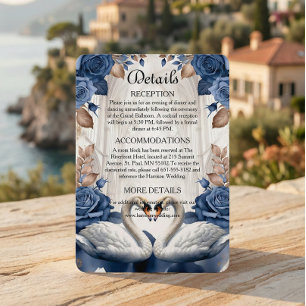 Romantic Victorian Swan & Navy Rose Garden Enclosure Card