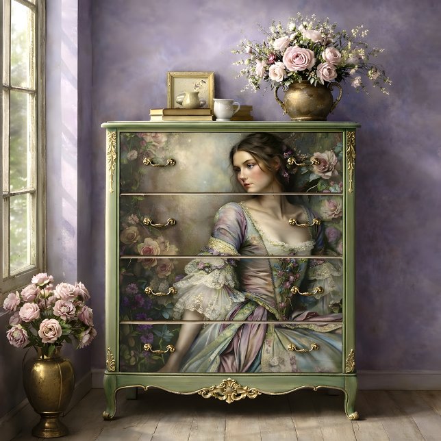 Romantic Victorian Woman Floral Portrait Decoupage Tissue Paper (Romantic Victorian Woman Floral Portrait Decoupage Tissue Paper)