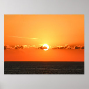 Romantic View, Beautiful Sunset in Pacific Ocean Poster