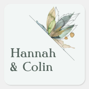 Romantic Vines Minimal Garden Green Blue Square Sticker