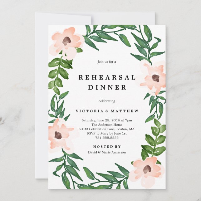 Romantic Vines Rehearsal Dinner Invitation (Front)