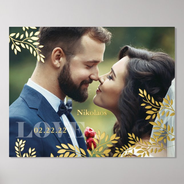 Romantic Vines Wedding Date Foil Prints (Front)