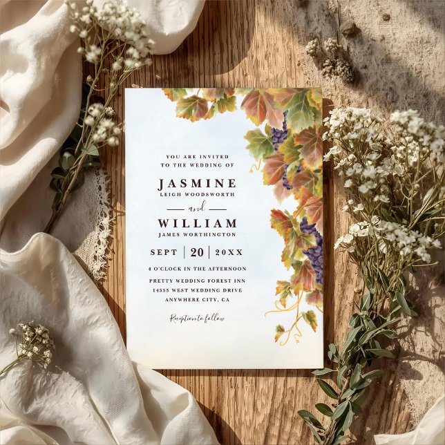 Romantic Vineyard Rustic Elegant QR Code Wedding Invitation (Creator Uploaded)