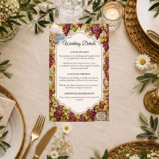 Romantic Vineyard Wedding Enclosure Card (Creator Uploaded)