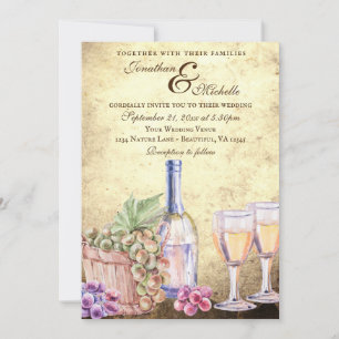 Romantic Vineyard Winery Wine All In One Wedding Invitation