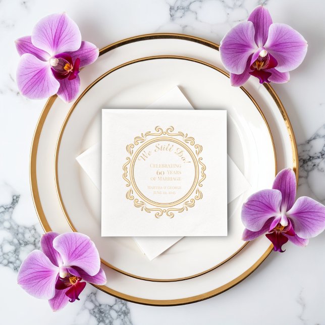 Romantic Vintage 60th Wedding Anniversary Foil Napkins (Creator Uploaded)