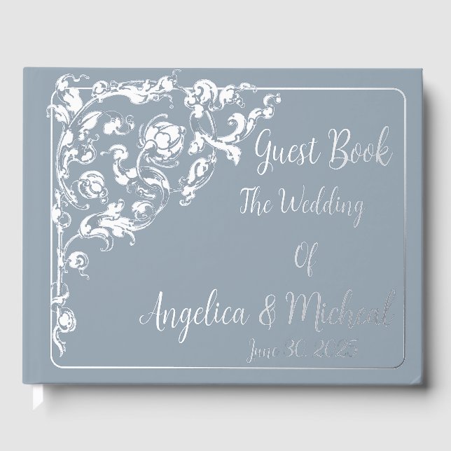 Romantic, Vintage, Antique Grey Guest Book (Front)