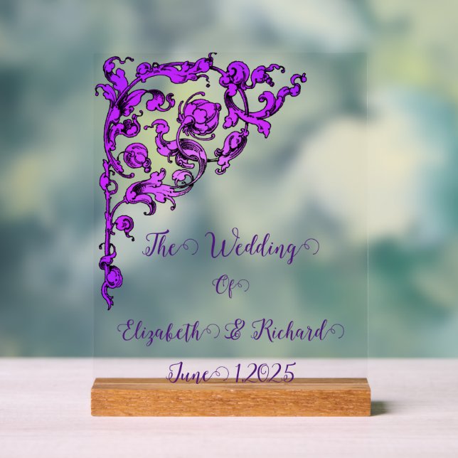 Romantic, Vintage, Antique Purple Acrylic Sign (Neutral)