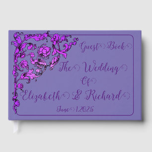Romantic, Vintage, Antique Purple Wedding Guest Book