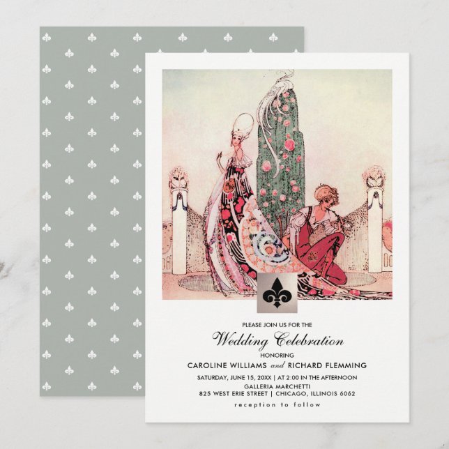 Romantic Vintage Art Custom Wedding Invitations (Front/Back)
