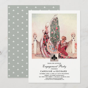 Romantic Vintage Art  Engagement Party Invitations