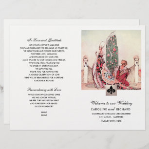 Romantic Vintage Art  Folded Wedding Program