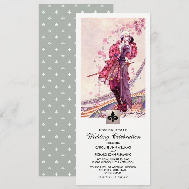 Romantic Vintage Art Wedding Invitation (Front/Back)