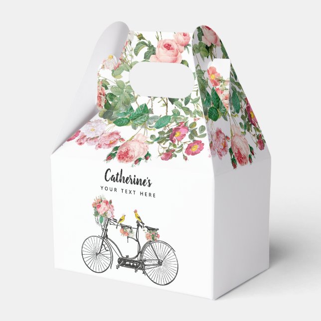 Romantic Vintage Bicycle Flowers Birds  Favour Box (Front Side)