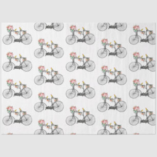Romantic Vintage Bicycle Flowers & Birds Tissue Paper