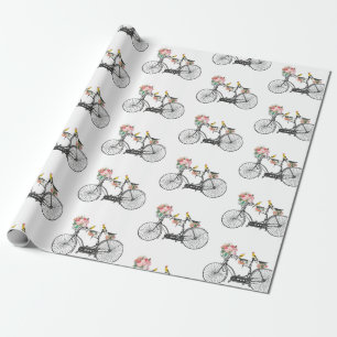 Romantic Vintage Bicycle Flowers & Birds Wrapping Paper