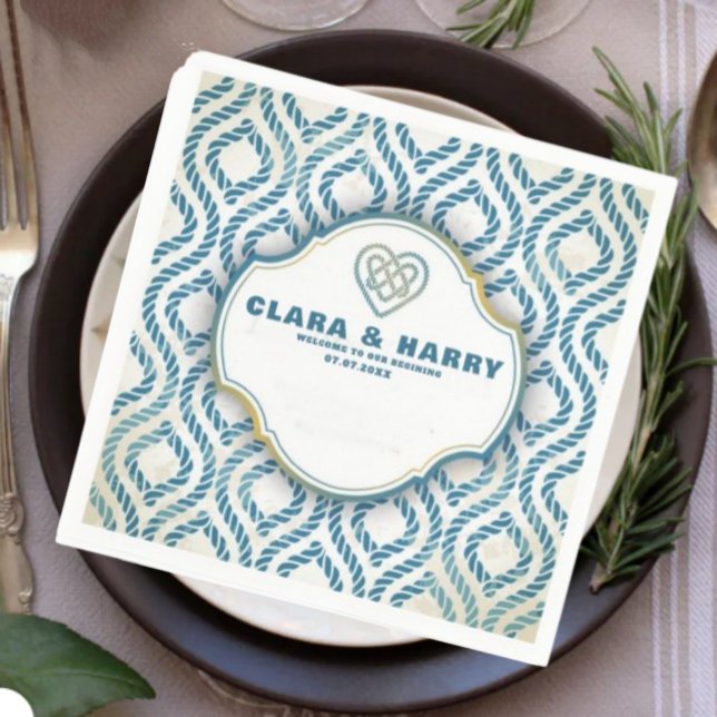  Romantic vintage boho blue nautical wedding  Napkin (Creator Uploaded)