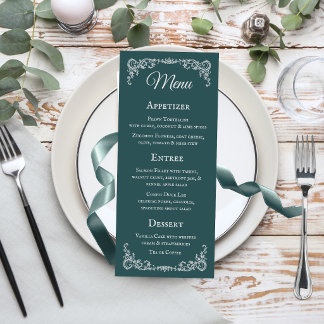 Romantic Vintage Border Wedding Menu Card