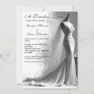 Romantic Vintage Bridal Sketch Wedding Invitation 