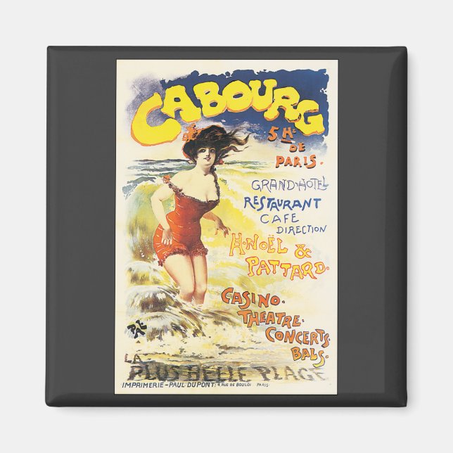 Romantic Vintage Cabourg Travel Holiday Poster Magnet (Front)