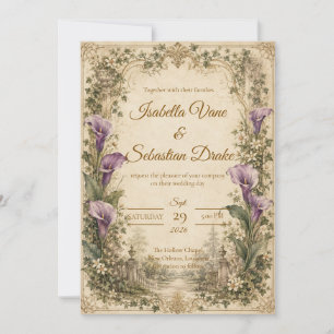 Romantic Vintage Calla Lily Wedding Invitation