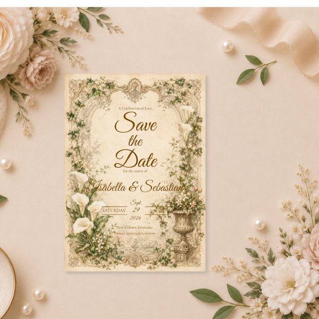 Romantic Vintage Calla Lily Wedding Save The Date (Creator Uploaded)