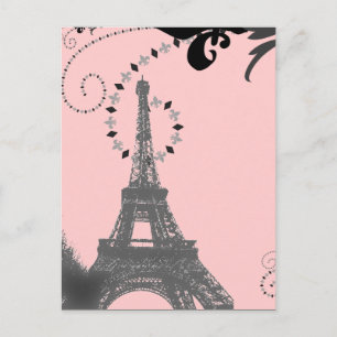Romantic Vintage eiffel tower Paris Wedding Postcard