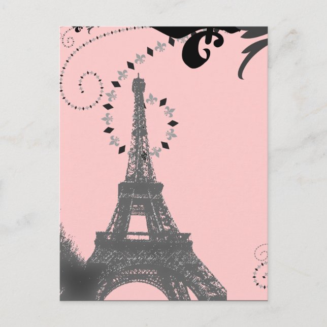 Romantic Vintage eiffel tower Paris Wedding Postcard (Front)
