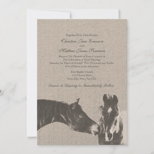 Romantic Vintage Equestrian Wedding Invitations (Front)