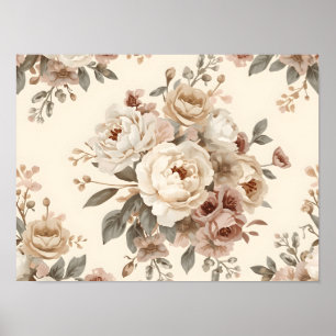 Romantic Vintage Floral Bouquet Pattern Poster