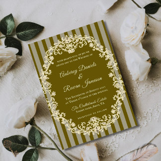 Romantic Vintage Floral Monogram Wedding Invitation