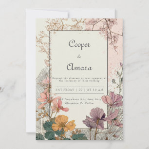 Romantic Vintage Floral Wedding Invitation