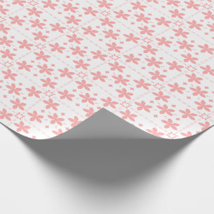 Romantic Vintage Flower Chequered Pink Floral Wrapping Paper