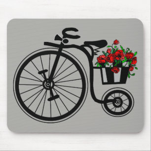 Romantic Vintage Flowers Bike Mouse Mat