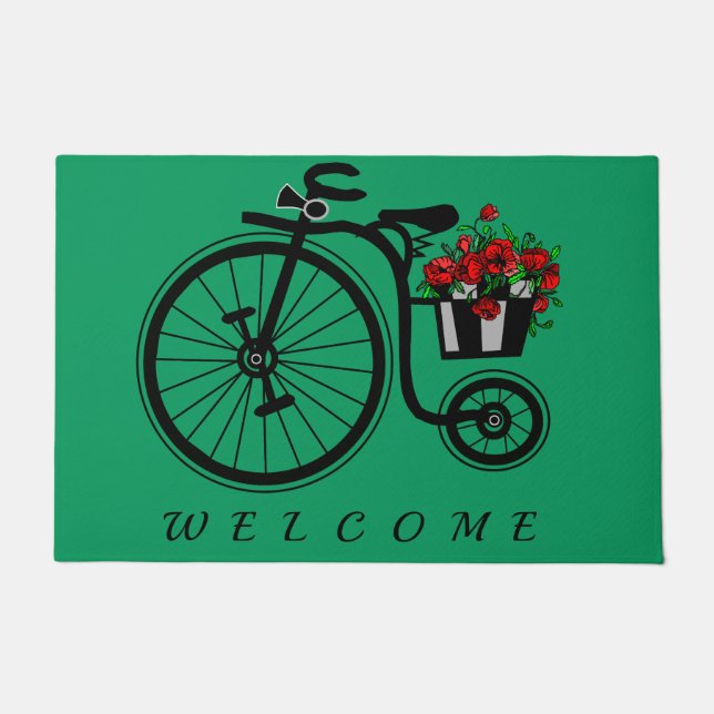 Romantic Vintage Flowers Bike - Welcome Doormat (Front)