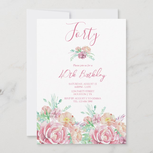 Romantic Vintage Flowers Birthday Party Invitation (Front)