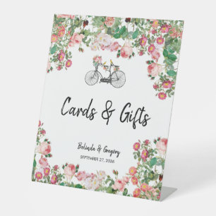 Romantic Vintage Flowers Wedding Cards Gifts Pedestal Sign