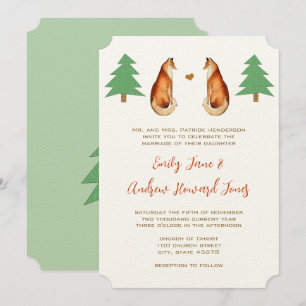 Romantic Vintage Fox Wedding Invitation