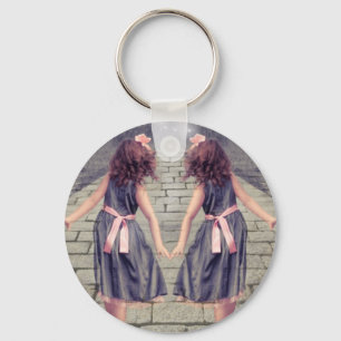 Romantic Vintage Garden Flower Girl Key Ring