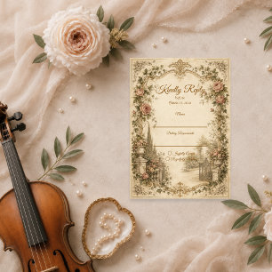 Romantic Vintage Garden Wedding RSVP Card