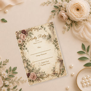 Romantic Vintage Garden Wedding RSVP Card