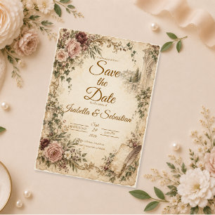 Romantic Vintage Garden Wedding Save The Date