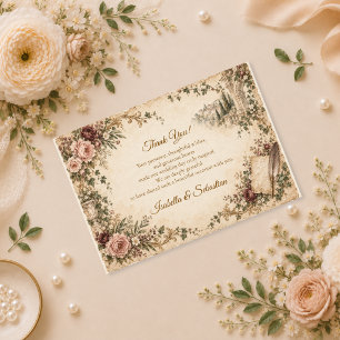 Romantic Vintage Garden Wedding Thank You Card