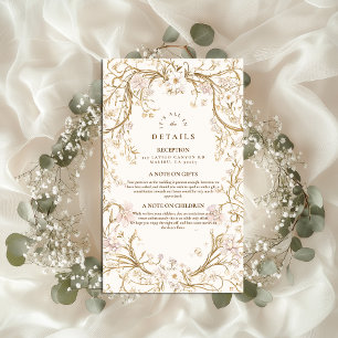 Romantic Vintage Gold Floral Frame Wedding Enclosure Card