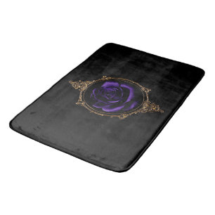 Romantic, Vintage Goth Purple Roses Bath Mat