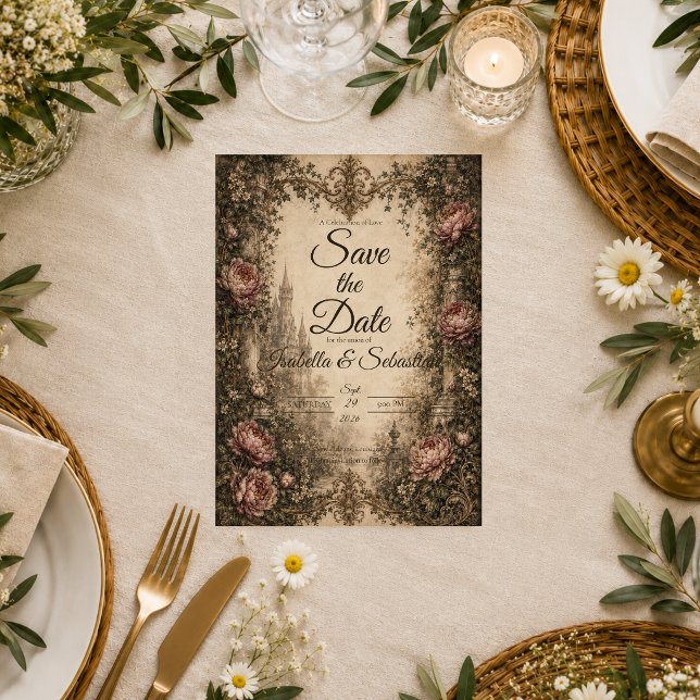 Romantic Vintage Gothic Wedding Save The Date (Creator Uploaded)