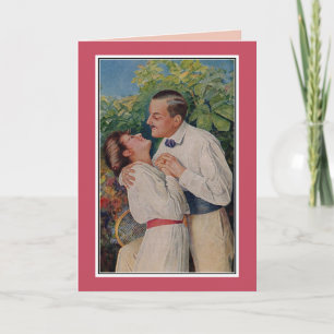 Romantic vintage human, tennis racket holiday card