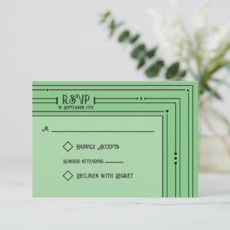 Romantic Vintage Inspired Pale Green Wedding RSVP Card