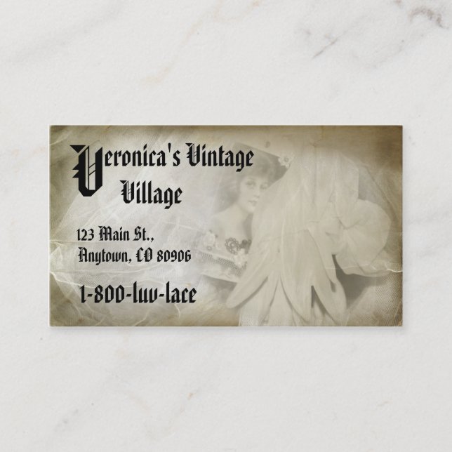 Romantic Vintage Lace Company Business Card (Front)