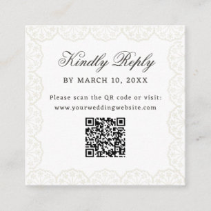 Romantic Vintage Lace Frame QR Code Wedding Enclosure Card